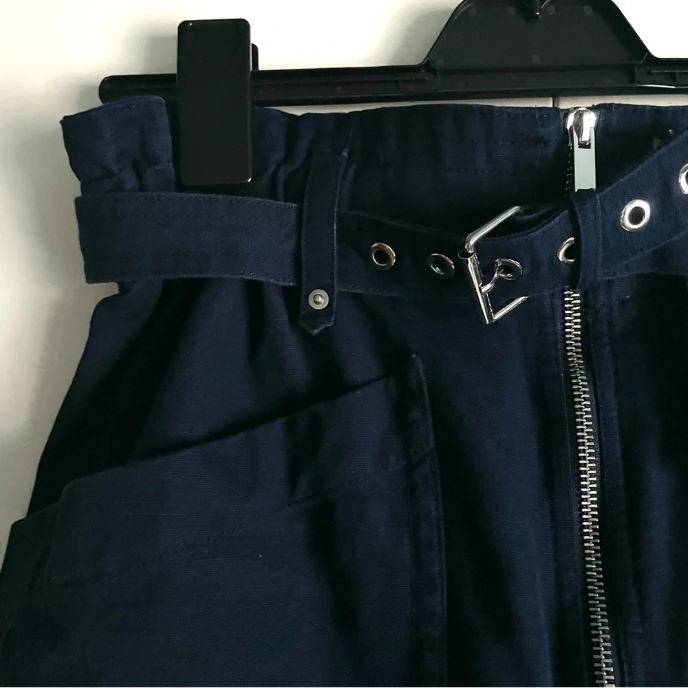 Banana Republic Hyper Navy Linen Blend Paperbag Pant Size 4 EUC